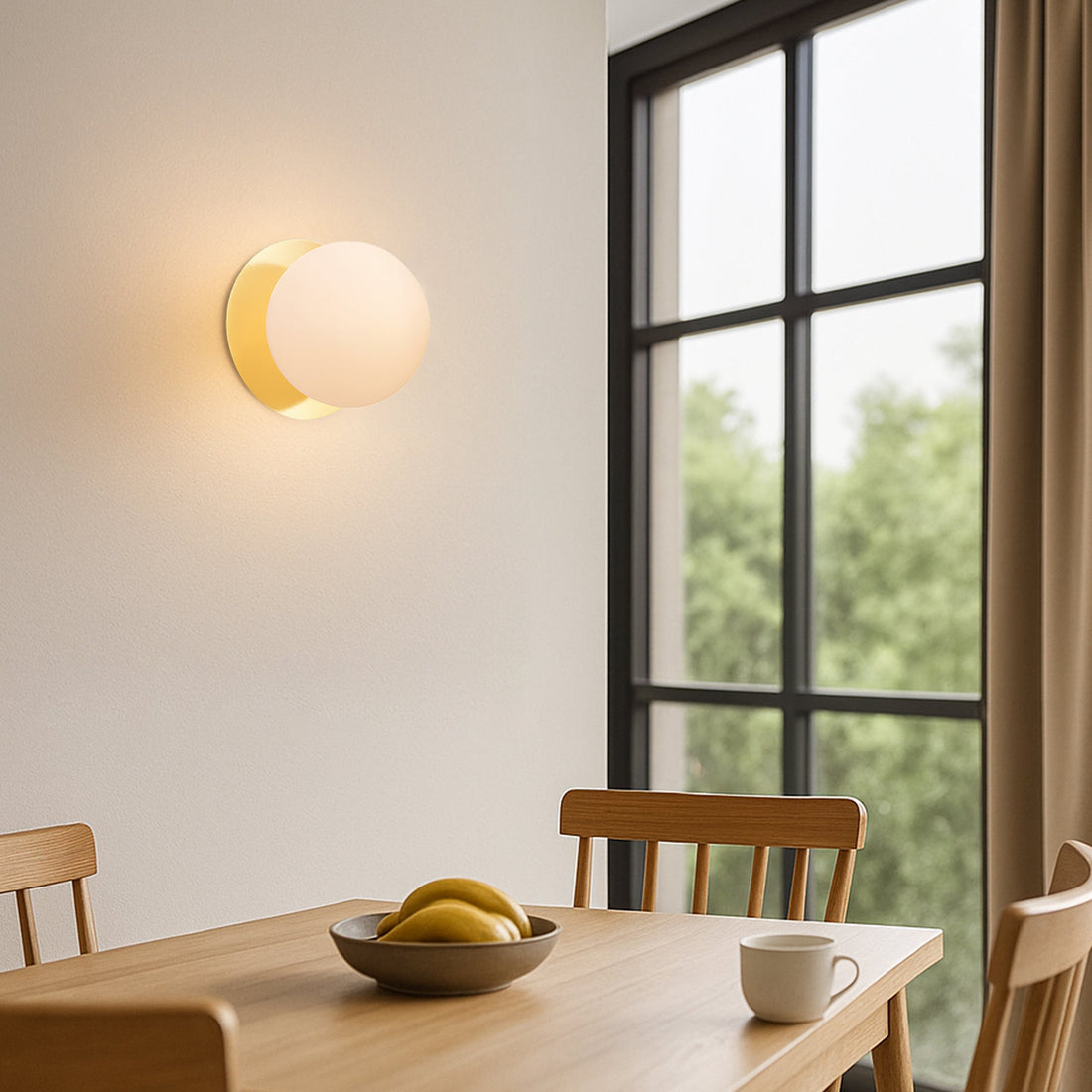Odessa Opal Frosted Glass LED Wall Light with Gold Base - Warm White/Large