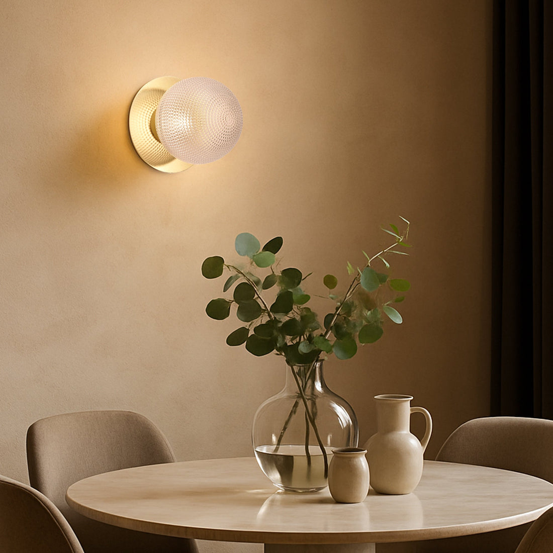 Odessa Diamond Cut Glass LED Wall Light with Gold Base - Warm White/Large