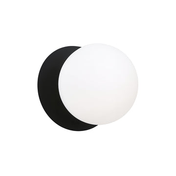 Odessa Opal Frosted Glass LED Wall Light with Black Base - White/Small