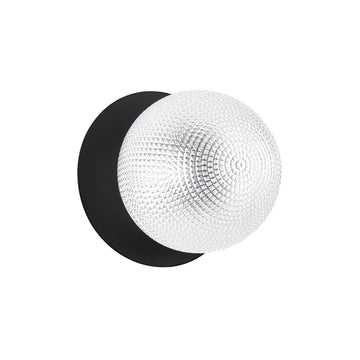 Odessa Diamond Cut Glass LED Wall Light with Black Base - White/Small