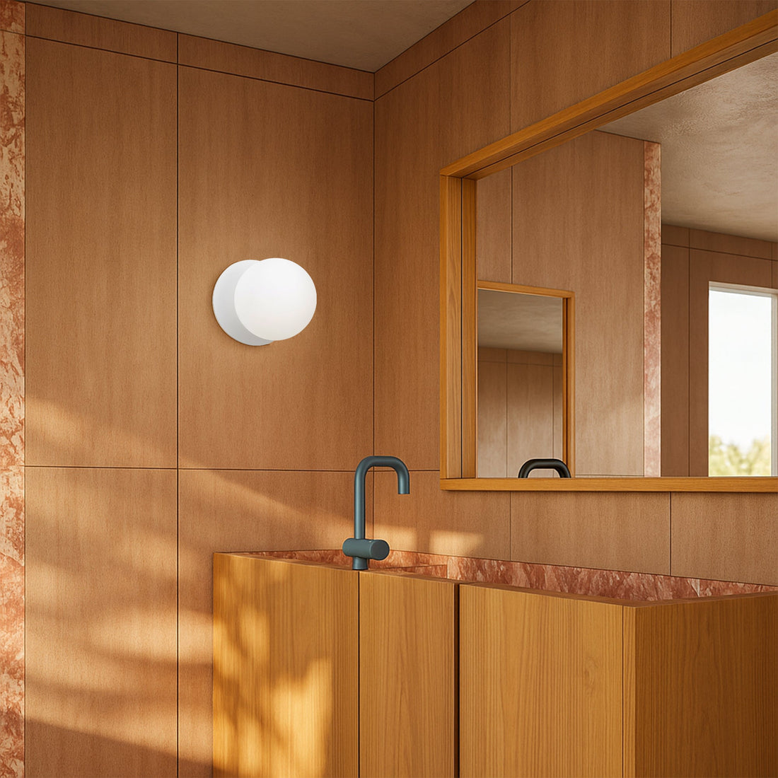 Odessa Opal Frosted Glass LED Wall Light with White Base - White/Small