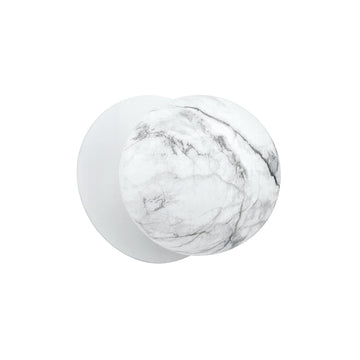 Odessa Marble Opal Glass LED Wall Light with White Base - White/Small