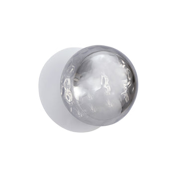 Odessa Molten Ripple Glass LED Wall Light with White Base - White/Small