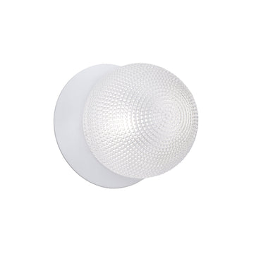 Odessa Diamond Cut Glass LED Wall Light with White Base - White/Small