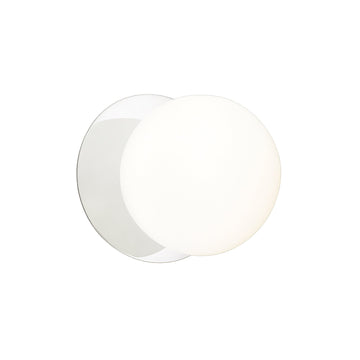 Odessa Opal Frosted Glass LED Wall Light with Chrome Base - White/Small