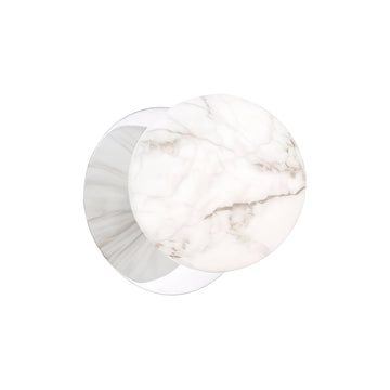 Odessa Marble Opal Glass LED Wall Light with Chrome Base - White/Small