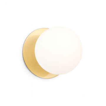 Odessa Opal Frosted Glass LED Wall Light with Brass Base - White/Small