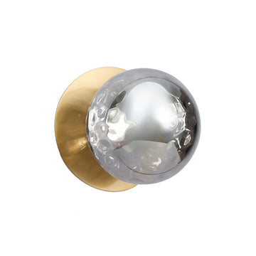 Odessa Molten Ripple Glass LED Wall Light with Brass Base - White/Small