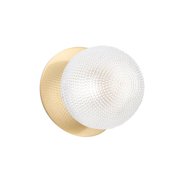 Odessa Diamond Cut Glass LED Wall Light with Brass Base - White/Small