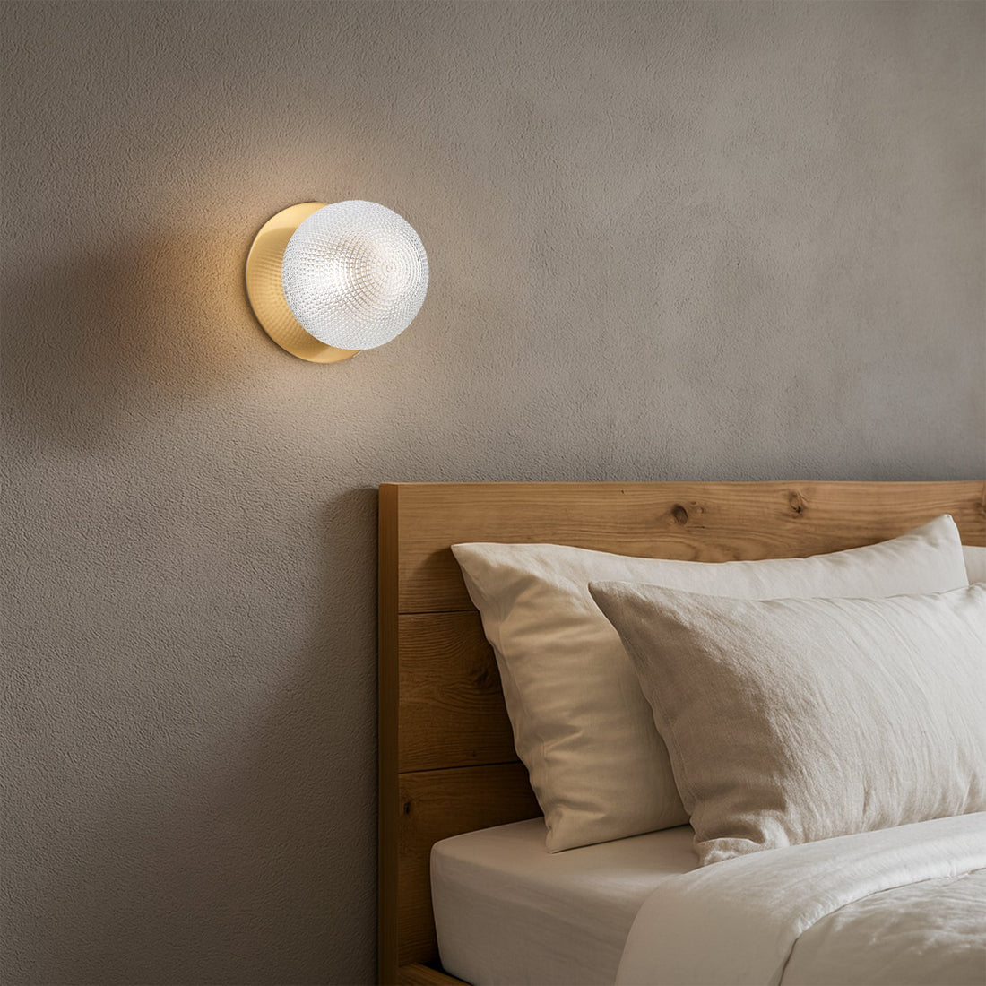 Odessa Diamond Cut Glass LED Wall Light with Brass Base - White/Small