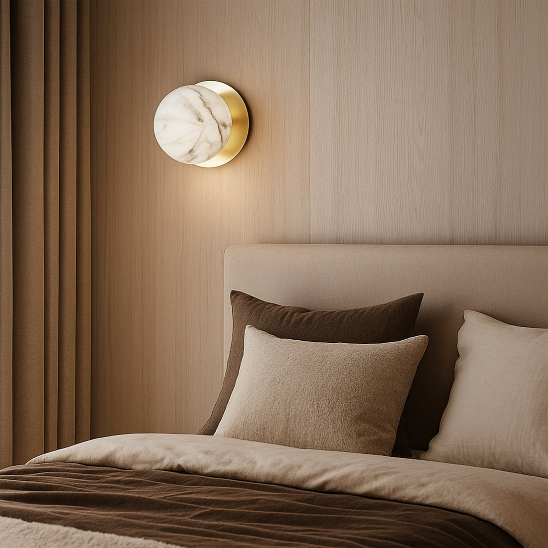 Odessa Marble Opal Glass LED Wall Light with Gold Base - White/Small