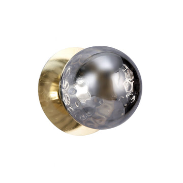 Odessa Molten Ripple Glass LED Wall Light with Gold Base - White/Small