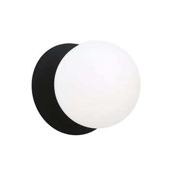 Odessa Opal Frosted Glass LED Wall Light with Black Base - White/Large