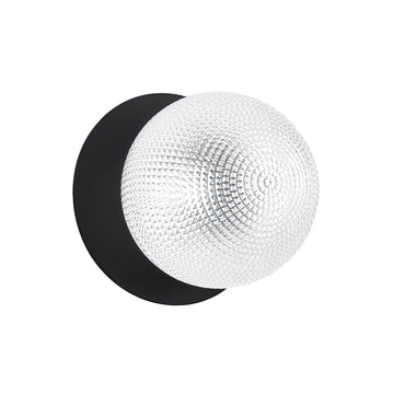 Odessa Diamond Cut Glass LED Wall Light with Black Base - White/Large