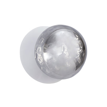 Odessa Molten Ripple Glass LED Wall Light with White Base - White/Large