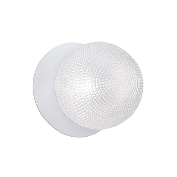 Odessa Diamond Cut Glass LED Wall Light with White Base - White/Large