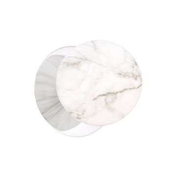 Odessa Marble Opal Glass LED Wall Light with Chrome Base - White/Large