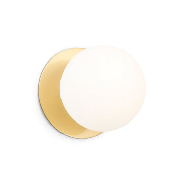 Odessa Opal Frosted Glass LED Wall Light with Brass Base - White/Large