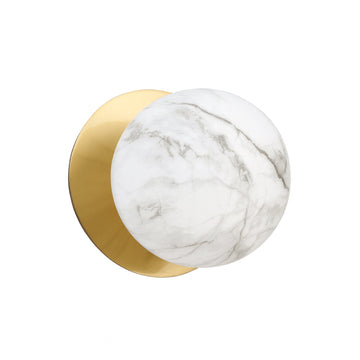 Odessa Marble Opal Glass LED Wall Light with Brass Base - White/Large