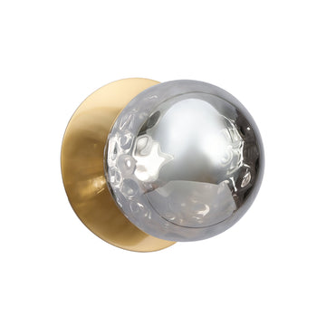 Odessa Molten Ripple Glass LED Wall Light with Brass Base - White/Large
