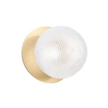 Odessa Diamond Cut Glass LED Wall Light with Brass Base - White/Large