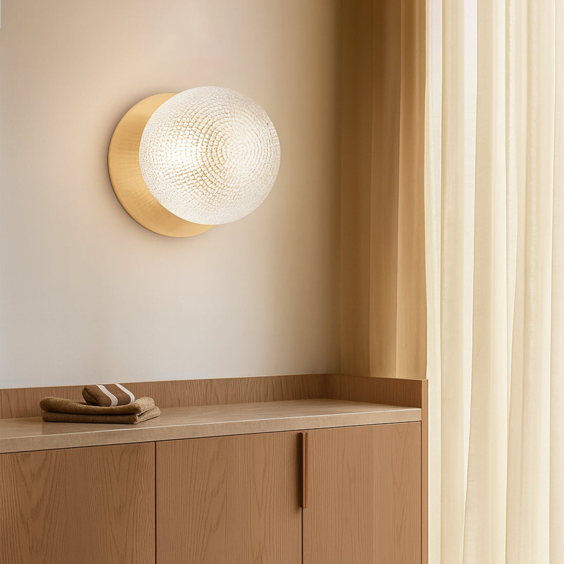 Odessa Diamond Cut Glass LED Wall Light with Brass Base - White/Large