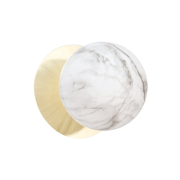 Odessa Marble Opal Glass LED Wall Light with Gold Base - White/Large