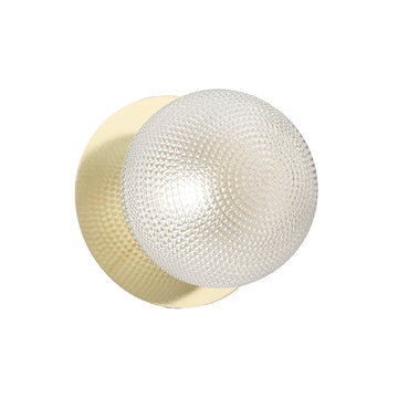 Odessa Diamond Cut Glass LED Wall Light with Gold Base - White/Large