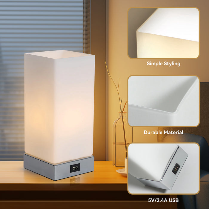 Jessica Rectangle Touch Lamp with USB Port