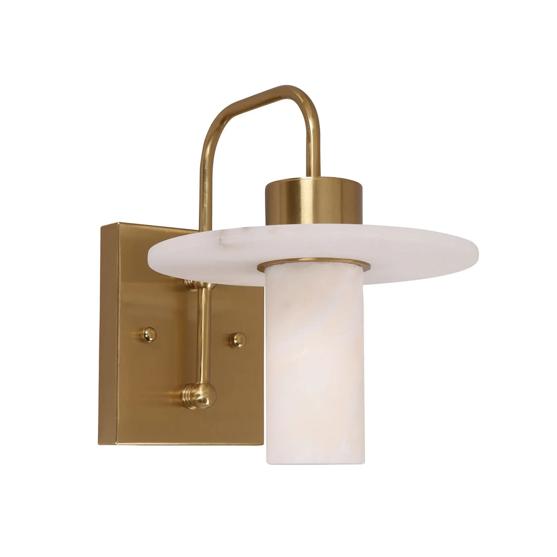 Lucerna Interior Round Cylinder Hat Alabaster Shade Wall Light Brass Highlight