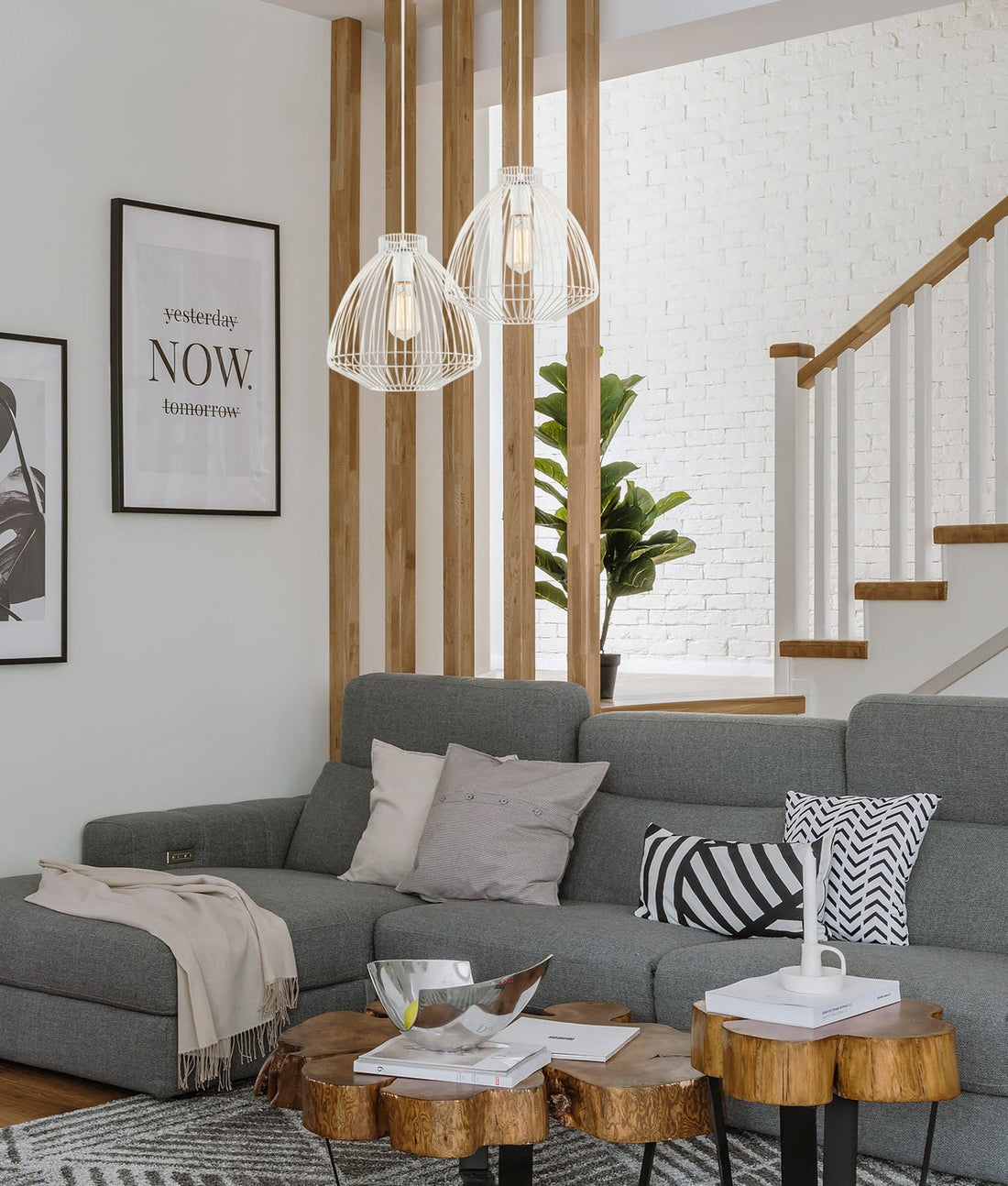 Manu Wire Cage Pendant Light White