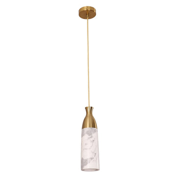 Marmol Interior Marble Cylinder Pendant Light White Marble