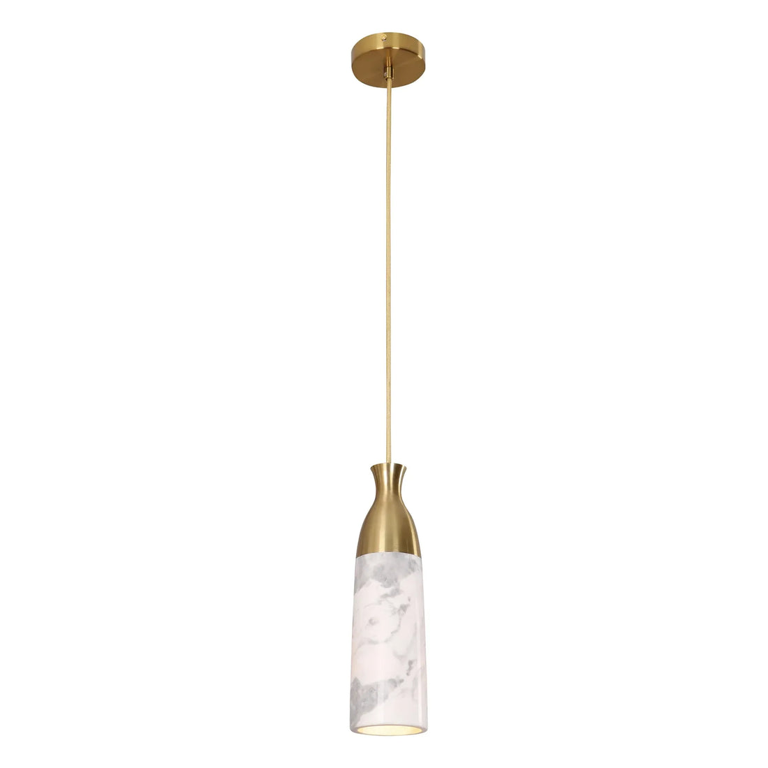 Marmol Interior Marble Cylinder Pendant Light White Marble