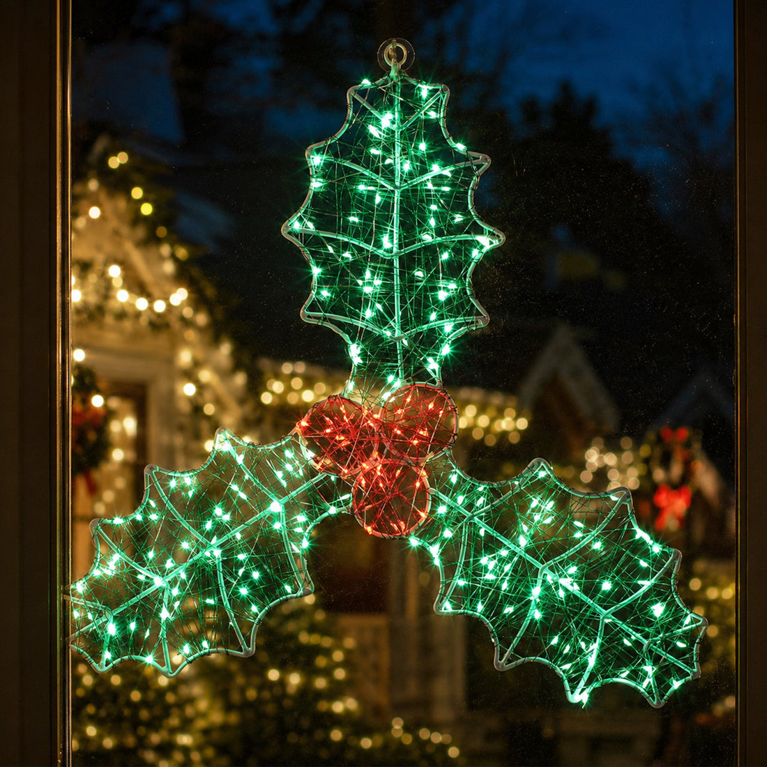 Outdoor Micr-LED Christmas Holly Berry Silhouette