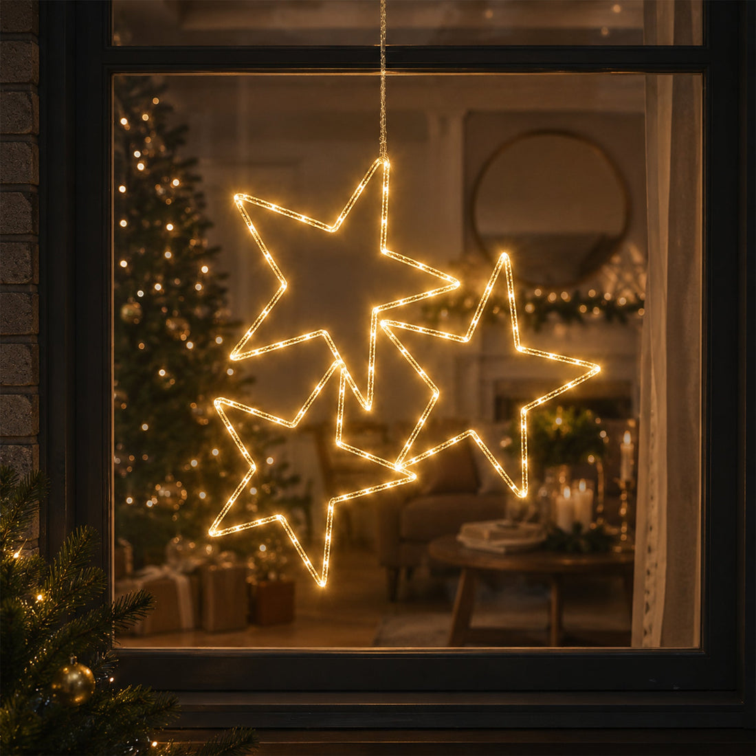 2D lit 3 hanging stars