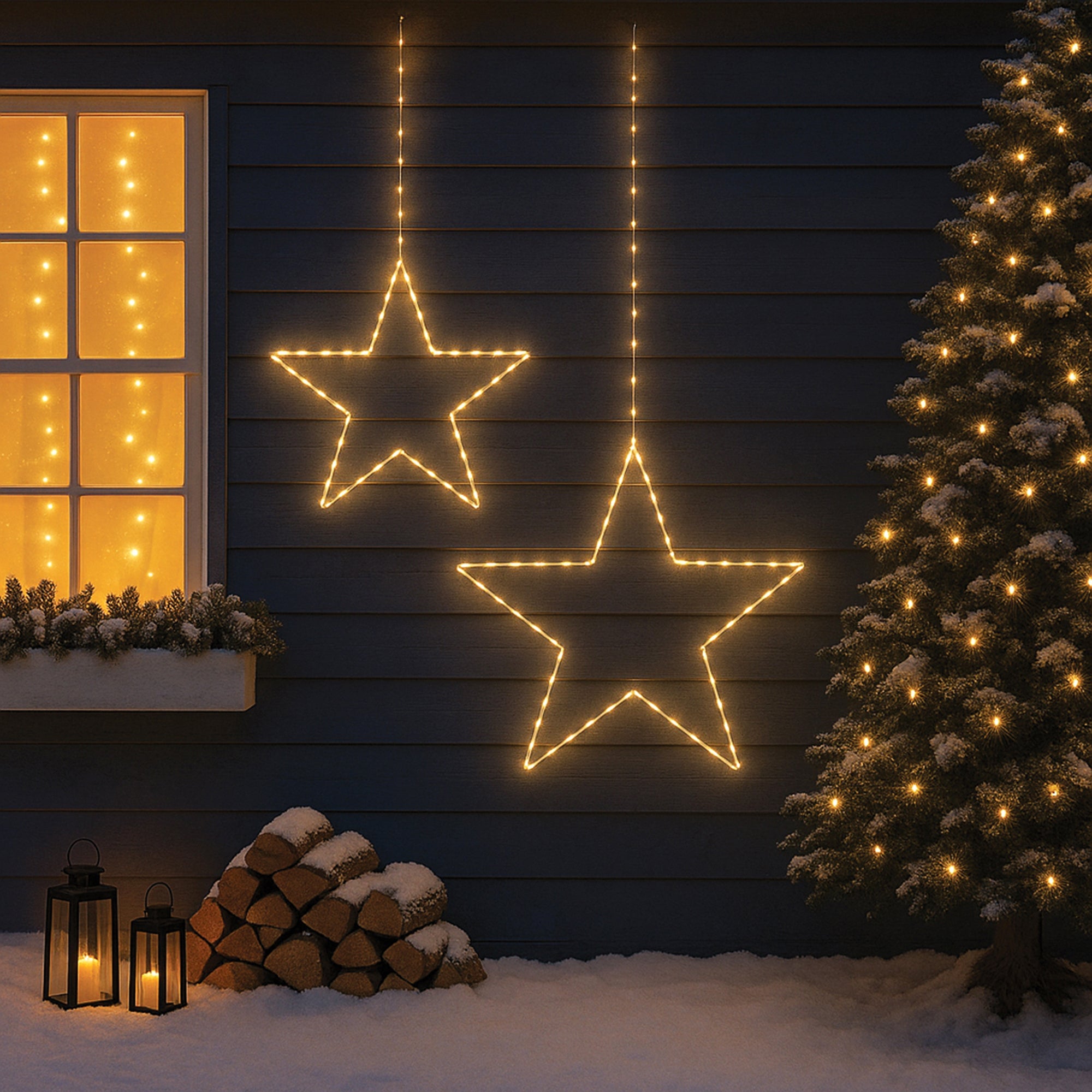 2D Outdoor Hanging Star Light Duo