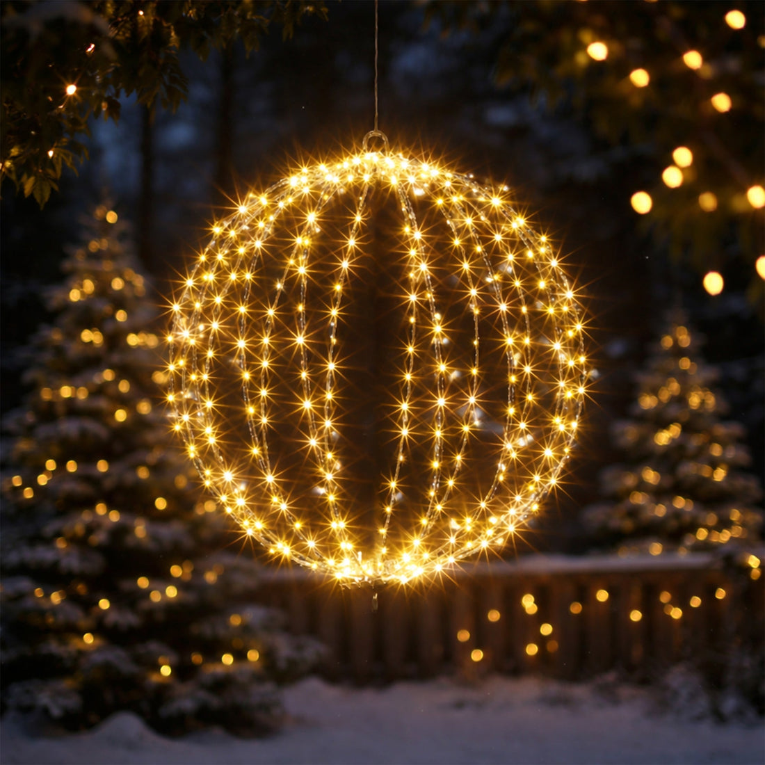 Ribbed LED Metal Ball - Warm White