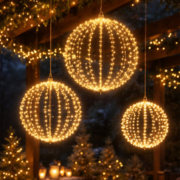 Ribbed LED Metal Ball - Warm White