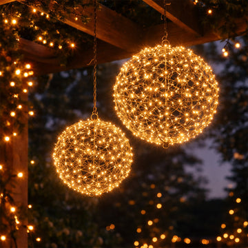 Woven Wire LED Metal Ball - Amber + Warm White