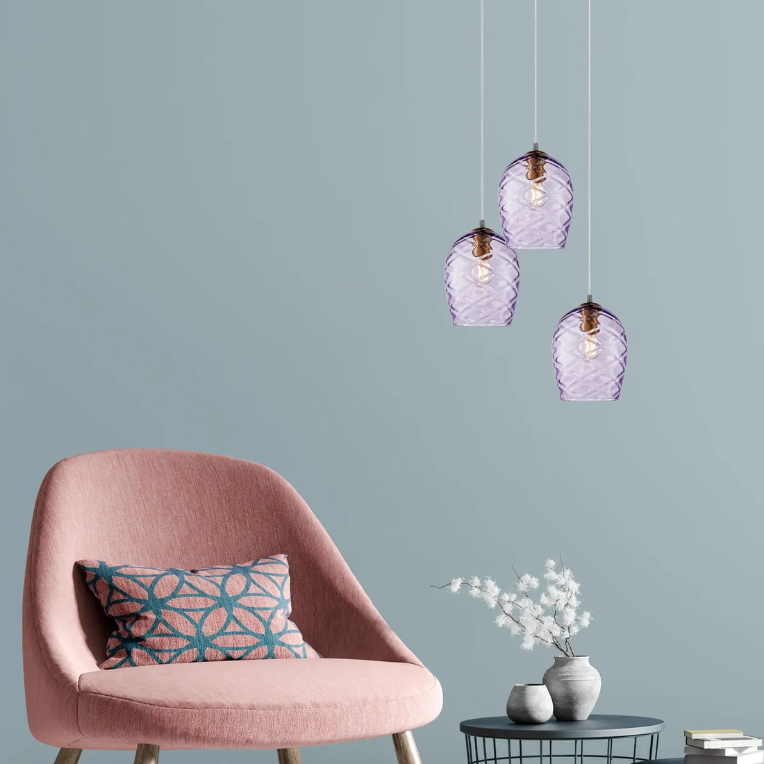Neta Interior Wine Glass Shade Segmented Pendant Light Purple