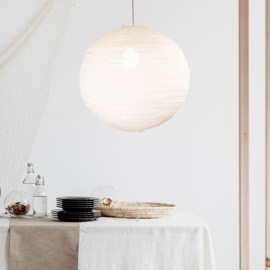 Kanto Round Linen Shade White 60cm