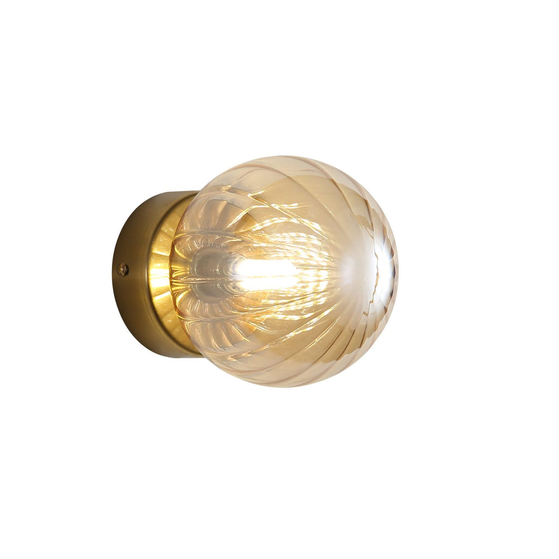 Juni G9 Ribbed Optic Glass Wall Light Amber IP44