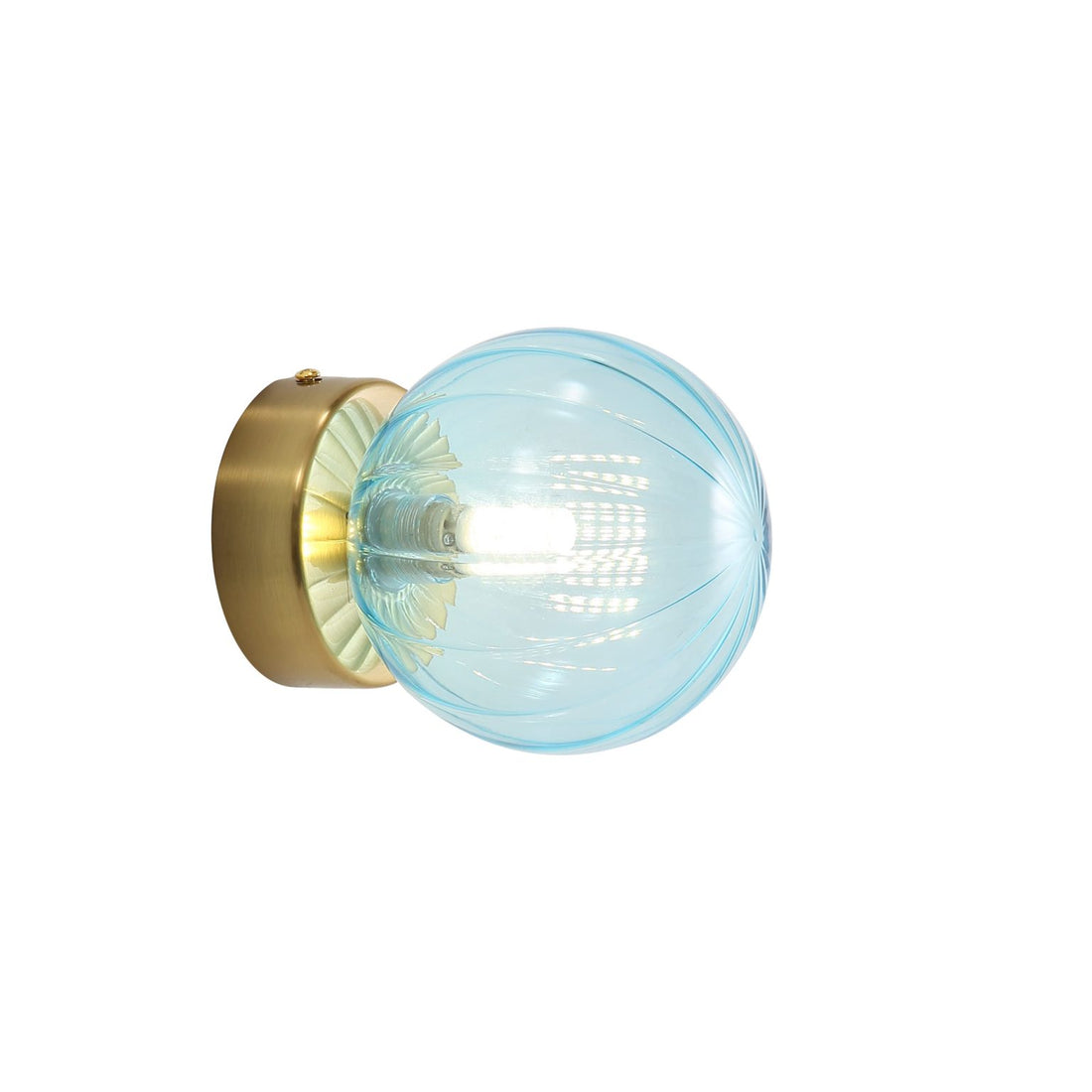 Juni G9 Ribbed Optic Glass Wall Light Blue IP44
