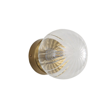 Juni G9 Ribbed Optic Glass Wall Light Clear IP44