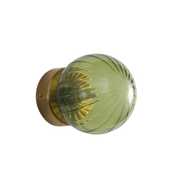 Juni G9 Ribbed Optic Glass Wall Light Green IP44