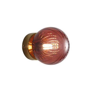 Juni G9 Ribbed Optic Glass Wall Light Rose IP44