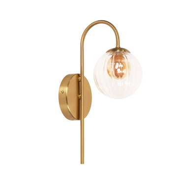 Alta Clear and Amber Glass Sphere Wall Light Satin Brass