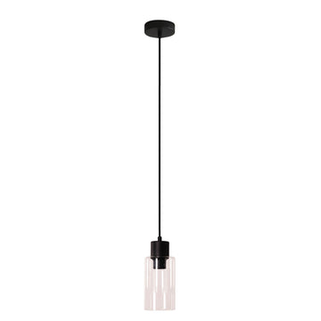 Lisa Cylindrical Pendant Light Black-Clear Glass