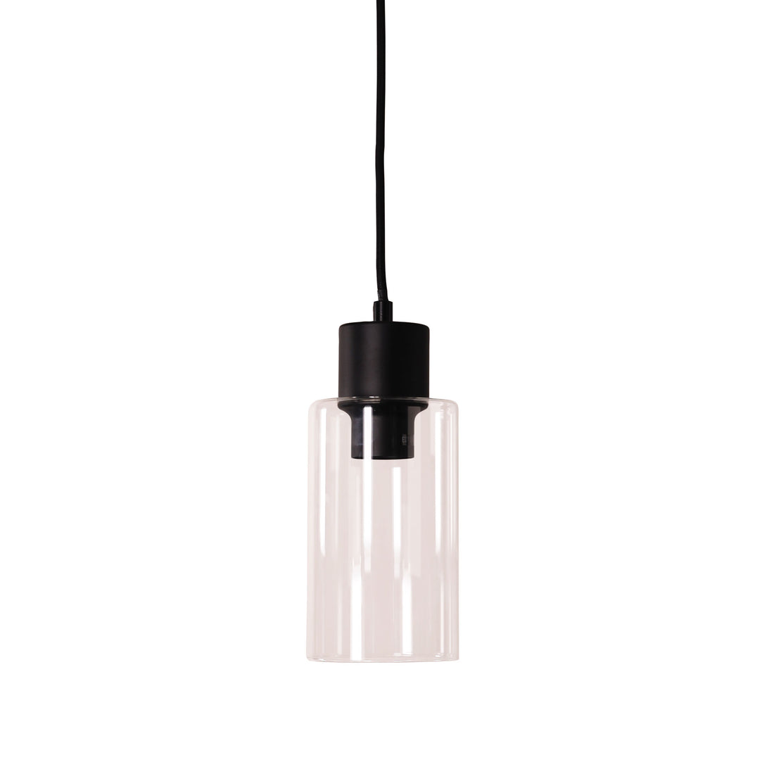 Lisa Cylindrical Pendant Light Black-Clear Glass