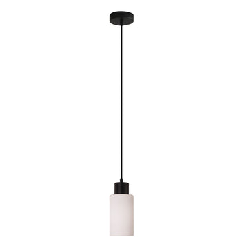 Lisa Cylindrical Pendant Light Black- Opal Glass